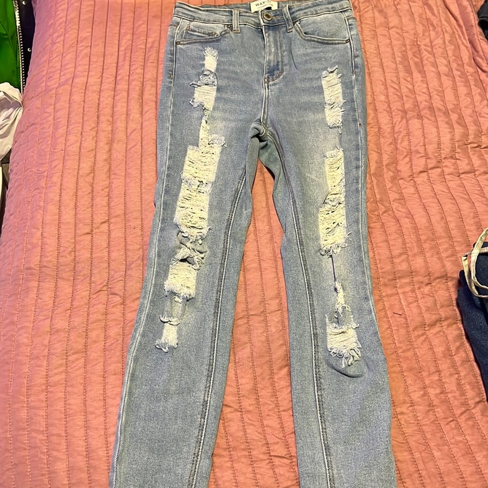 Wax + Jean ripped skinny Jeans